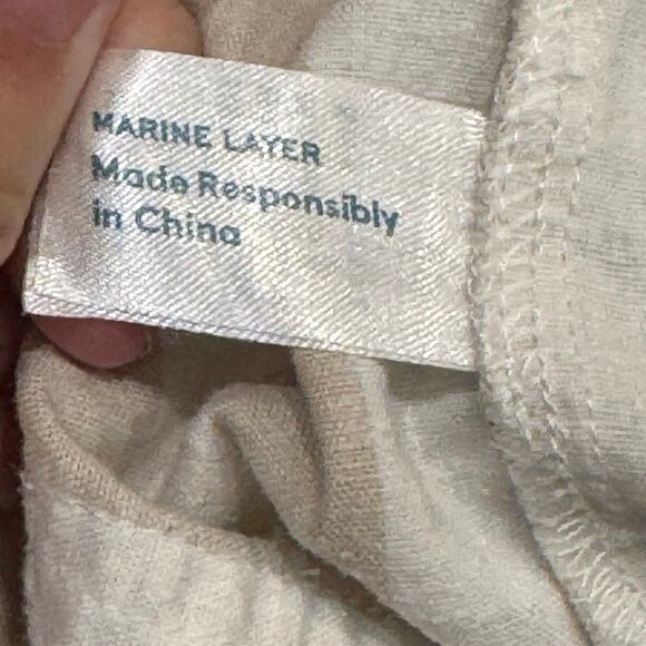 Marine Layer Caroline Pant in Tan/White Stripe‎ Wide Leg Flowy Hemp Size Small - Picture 9 of 11